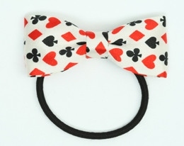 Poker white bow hair tie