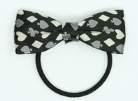 Poker grey bow hair tie