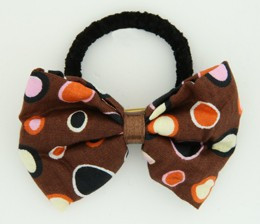 Dot retro brown bow hair tie