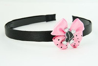 L.Pink / heart bone black-white light pink bow & sweet