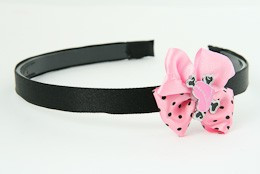 L.Pink / heart bone pink-black light pink bow & sweet