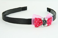 D.Pink / heart bone black-white dark pink bow & sweet