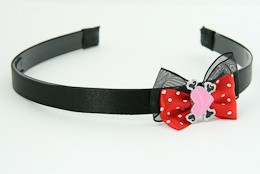Black-Red / heart bone pink-black red bow & sweet