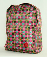 Check heart pink check rucksack