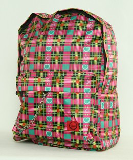 Check heart pink check rucksack