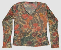 Front - Carper V neck transparent long sleeve top