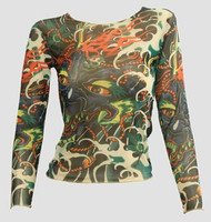 Front - T dragon face transparent long sleeve top