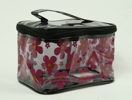 Flower black toiletry bag