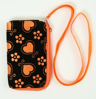 Heart flower orange mobile bag