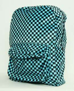 Check blue fluffy rucksack