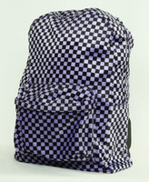 Check purple fluffy rucksack