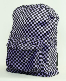 Check purple fluffy rucksack