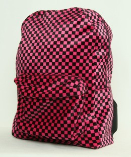 Check pink fluffy rucksack