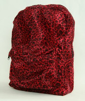 Leopard red fluffy rucksack