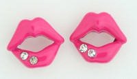 C lips pink colorful stud