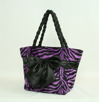 Zebra purple F bow design bag