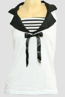 Front - TS V stripe white top sailor top