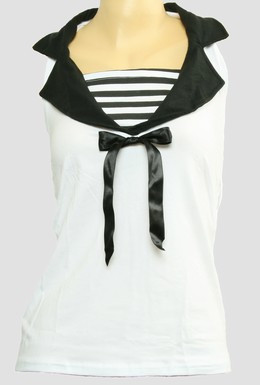 Front - TS V stripe white top sailor top