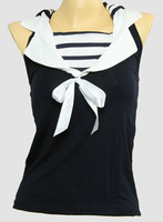 Front - TS V stripe navy top sailor top