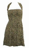 Front EB leopard L brown elastic dress