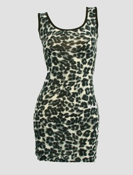 Front - S 4 lines leopard grey sexy dress
