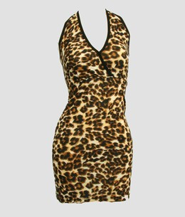 Front - Lace leopard brown L sexy dress