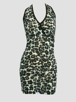 Front - Lace leopard grey sexy dress
