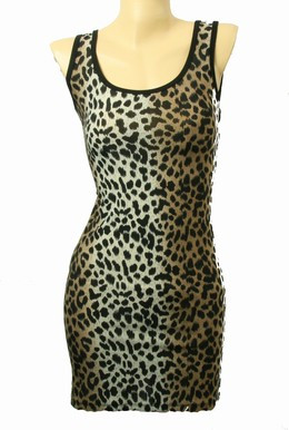 Front - S 4 lines leopard D brown sexy dress