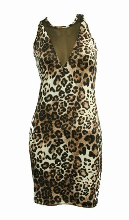 Front - S V leopard sexy dress