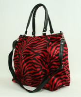 Zebra red fashion fluffy bag