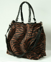 B zebra D-brown fashion fluffy bag