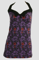 Front - LO skull rose purple long top pin up
