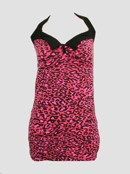 Front - LO leopard pink long top pin up