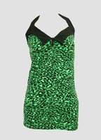 Front - LO leopard green long top pin up