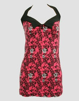 Front - LO skull rose pink long top pin up