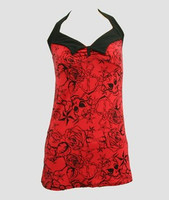 Front - LO skull anchor red long top pin up