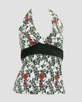 Front - BA skull rose white band top pin up