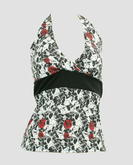 Front - BA skull rose white band top pin up