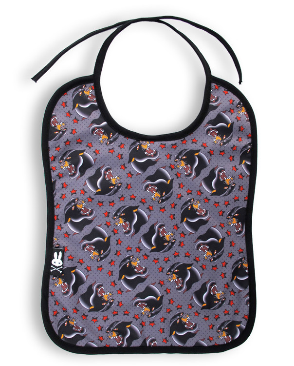 SB tattoo panther six bunnies bib