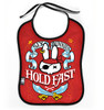 SB hold fast red six bunnies bib
