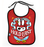SB hold fast red six bunnies bib