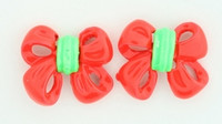 C bow double red colorful stud
