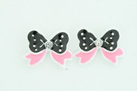 C bow cute black colorful stud