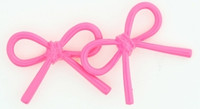C bow thick pink colorful stud