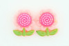 C flower spiral pink colorful stud