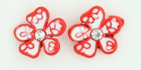 C flower white-red colorful stud