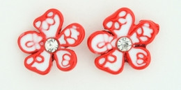 C flower white-red colorful stud
