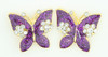 S butterfly big purple stone stud