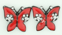 S butterfly big red stone stud