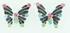 S butterfly line black stone stud